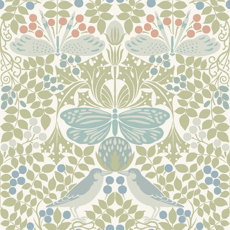 Ronald Redding Designs Butterfly Garden Green/Blue Wallpaper
