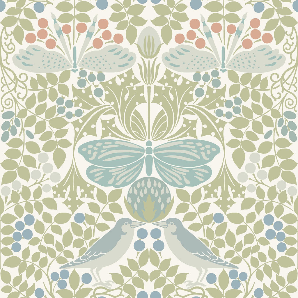 Ronald Redding Designs Butterfly Garden Green/Blue Wallpaper