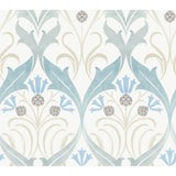 Ronald Redding Designs Pine Cone Ribbon Teal Wallpaper