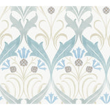 Ronald Redding Designs Pine Cone Ribbon Teal Wallpaper