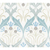 Ronald Redding Designs Pine Cone Ribbon Teal Wallpaper