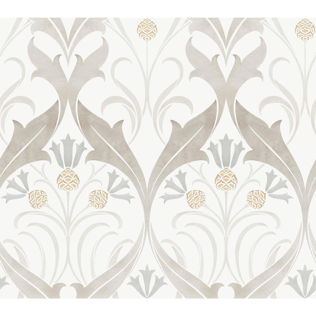 Ronald Redding Designs Pine Cone Ribbon Neutral Wallpaper