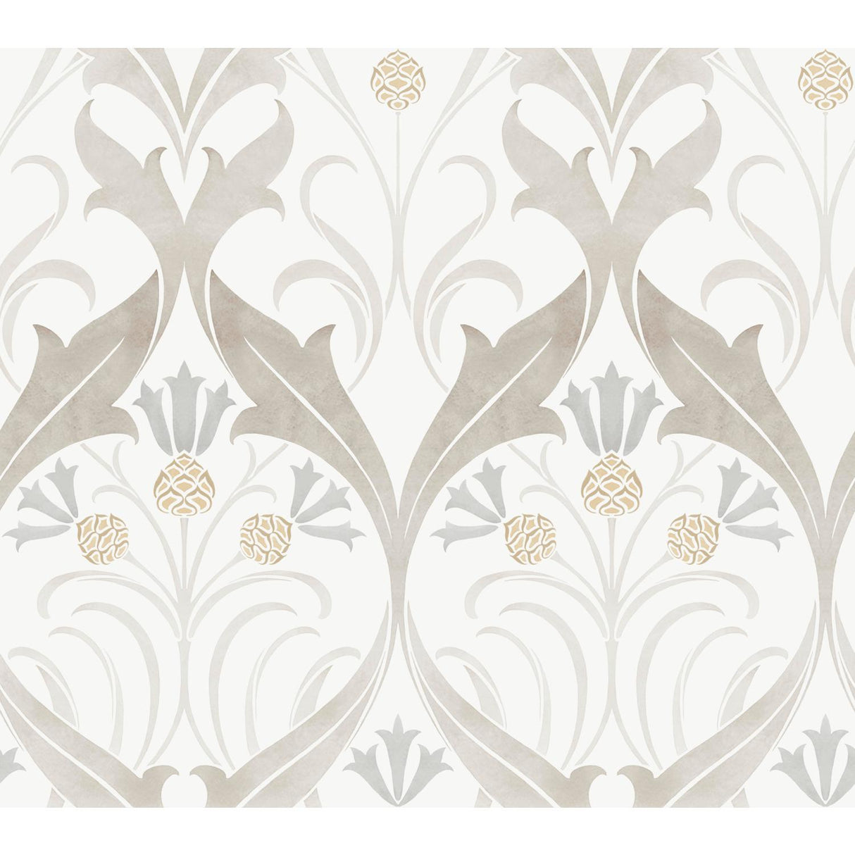 Ronald Redding Designs Pine Cone Ribbon Neutral Wallpaper