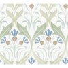 Ronald Redding Designs Pine Cone Ribbon Green/Blue Wallpaper