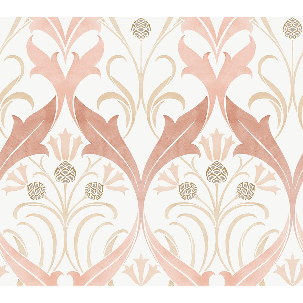 Ronald Redding Designs Pine Cone Ribbon Blush Wallpaper