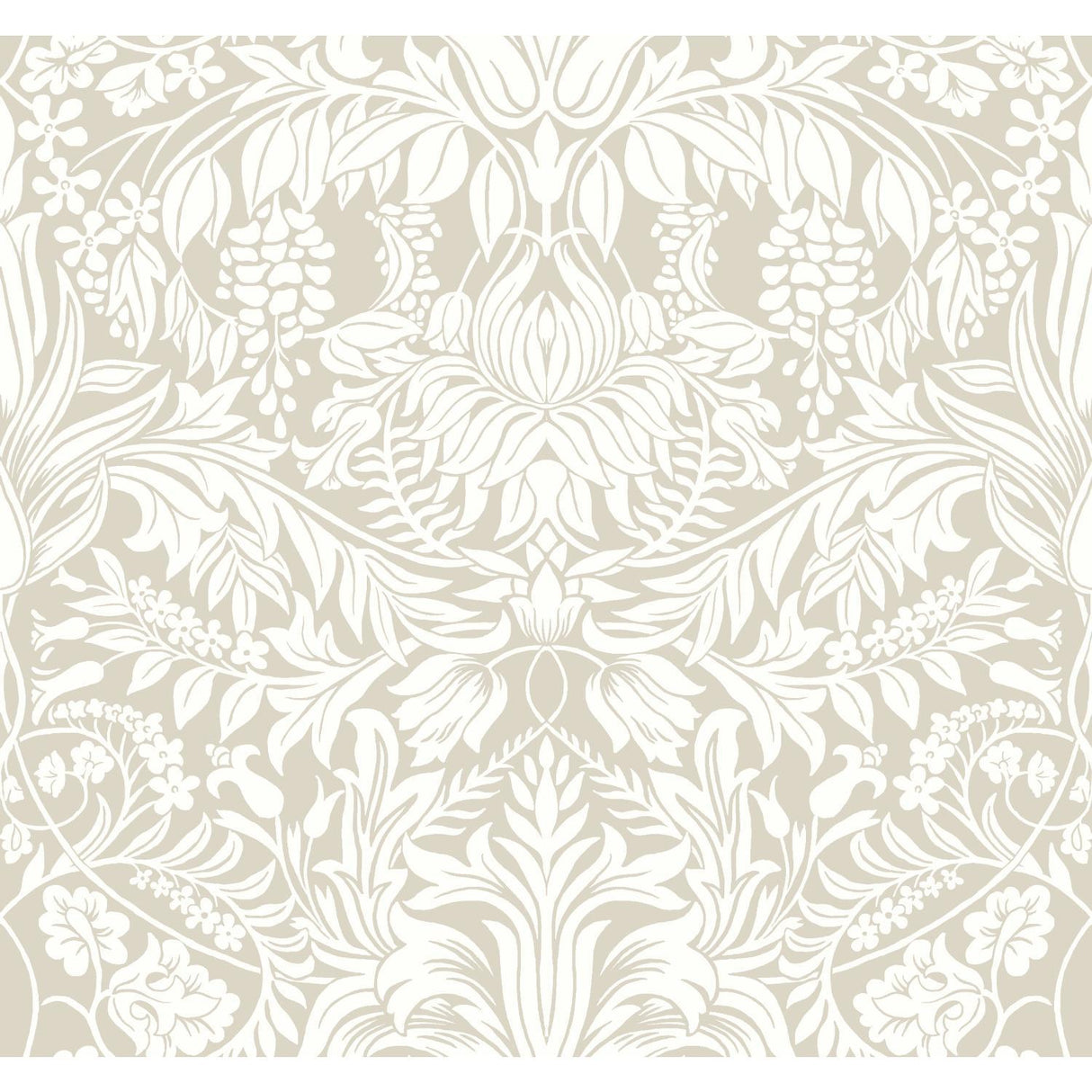 Ronald Redding Designs Lockwood Damask Beige Wallpaper