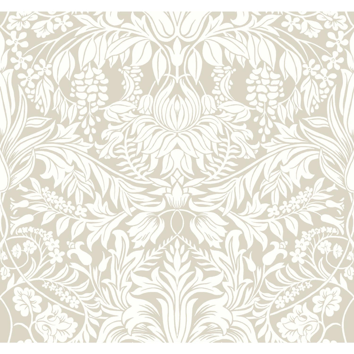 Ronald Redding Designs Lockwood Damask Beige Wallpaper