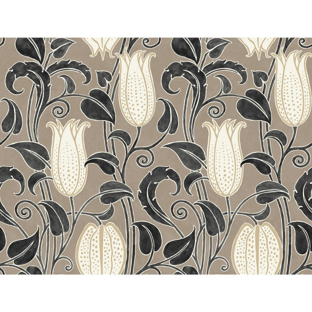 Ronald Redding Designs Canterbury Bells Taupe Wallpaper