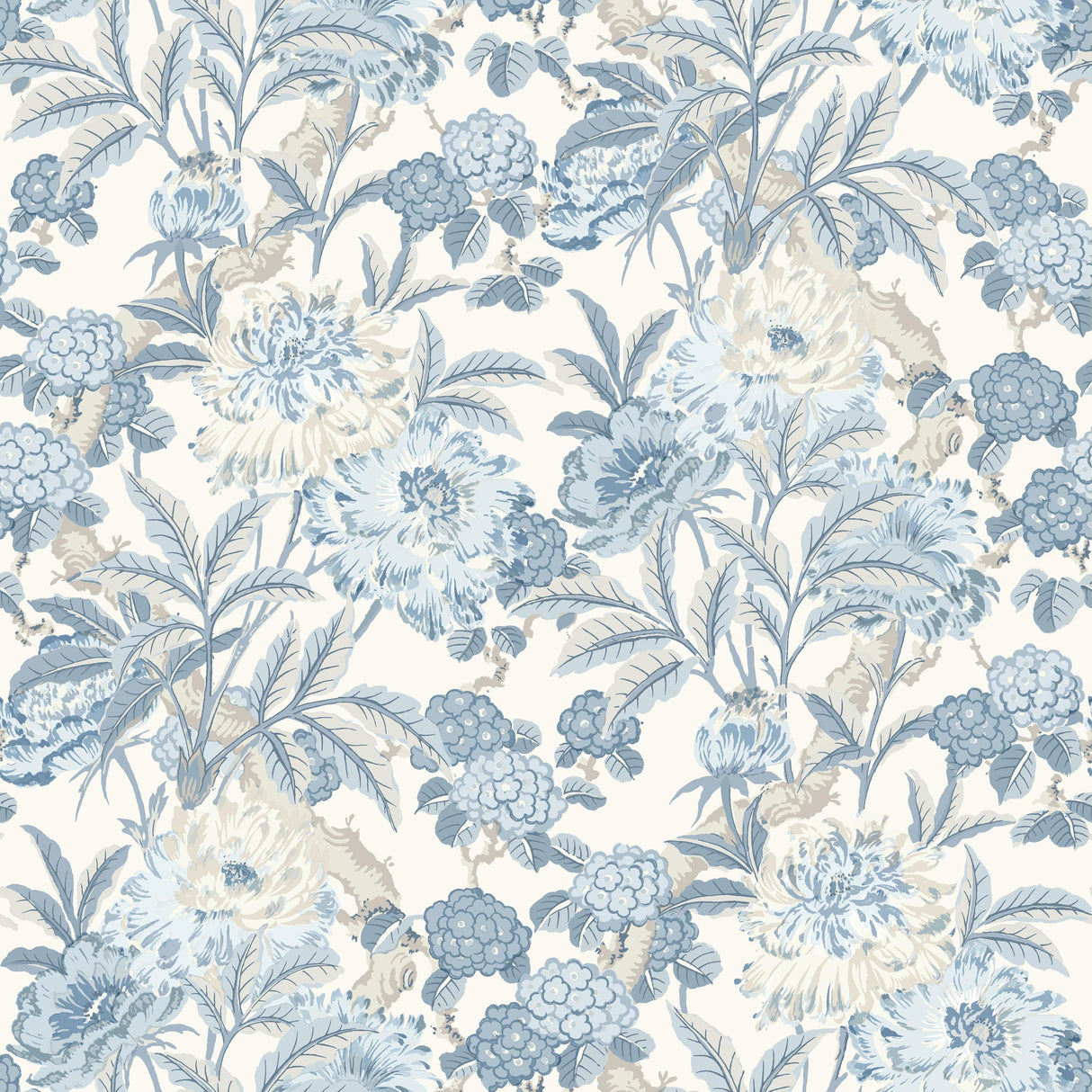 G P & J Baker SUMMER PEONY BLUE Wallpaper