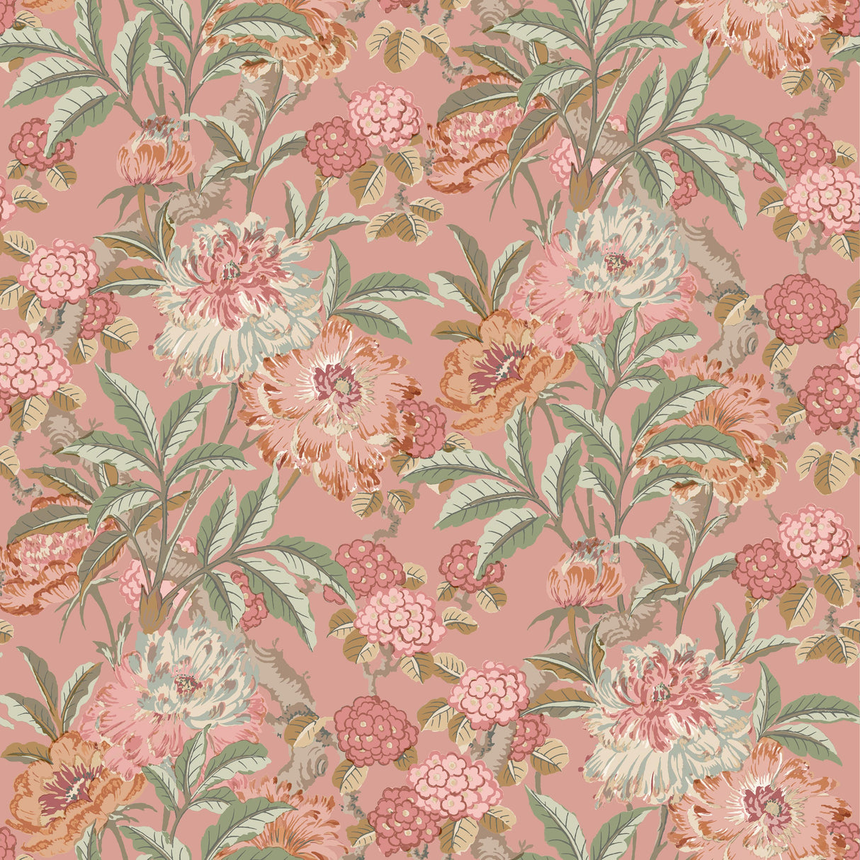 G P & J Baker SUMMER PEONY RED Wallpaper