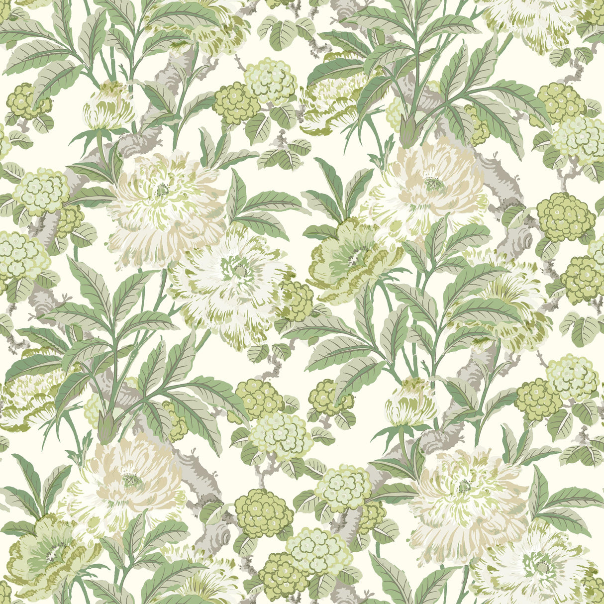 G P & J Baker SUMMER PEONY GREEN Wallpaper