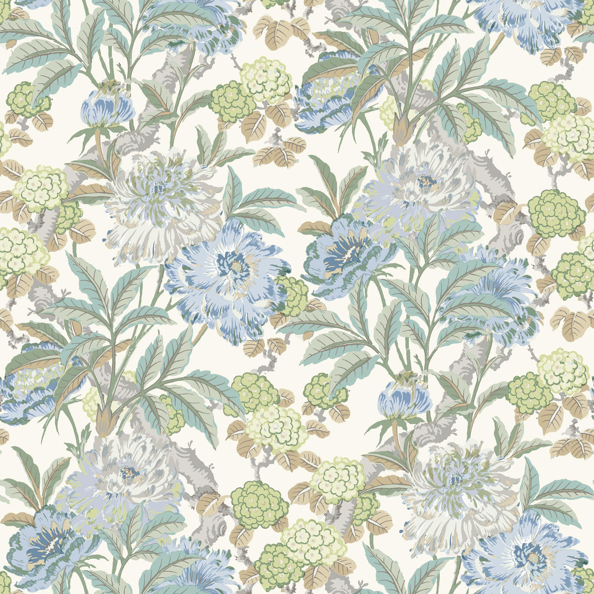 G P & J Baker SUMMER PEONY AQUA Wallpaper