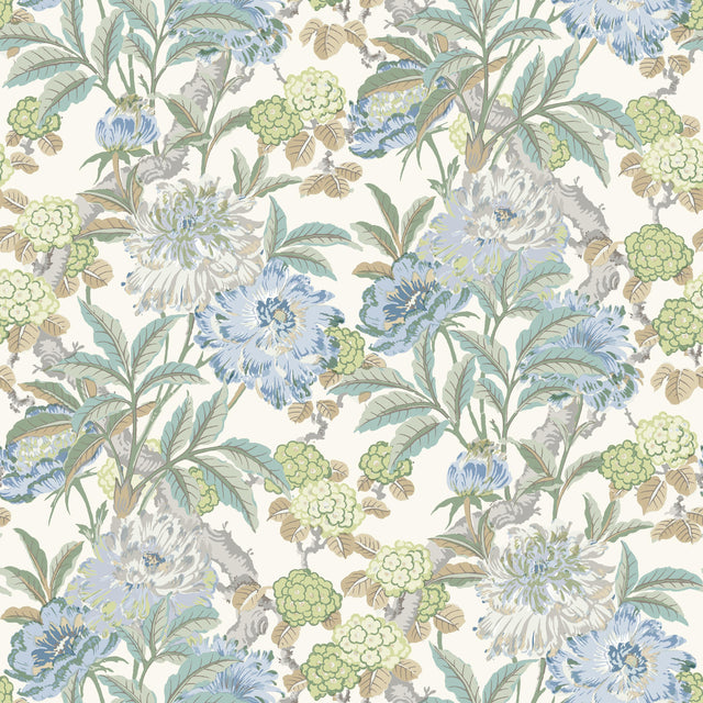 G P & J Baker SUMMER PEONY AQUA Wallpaper