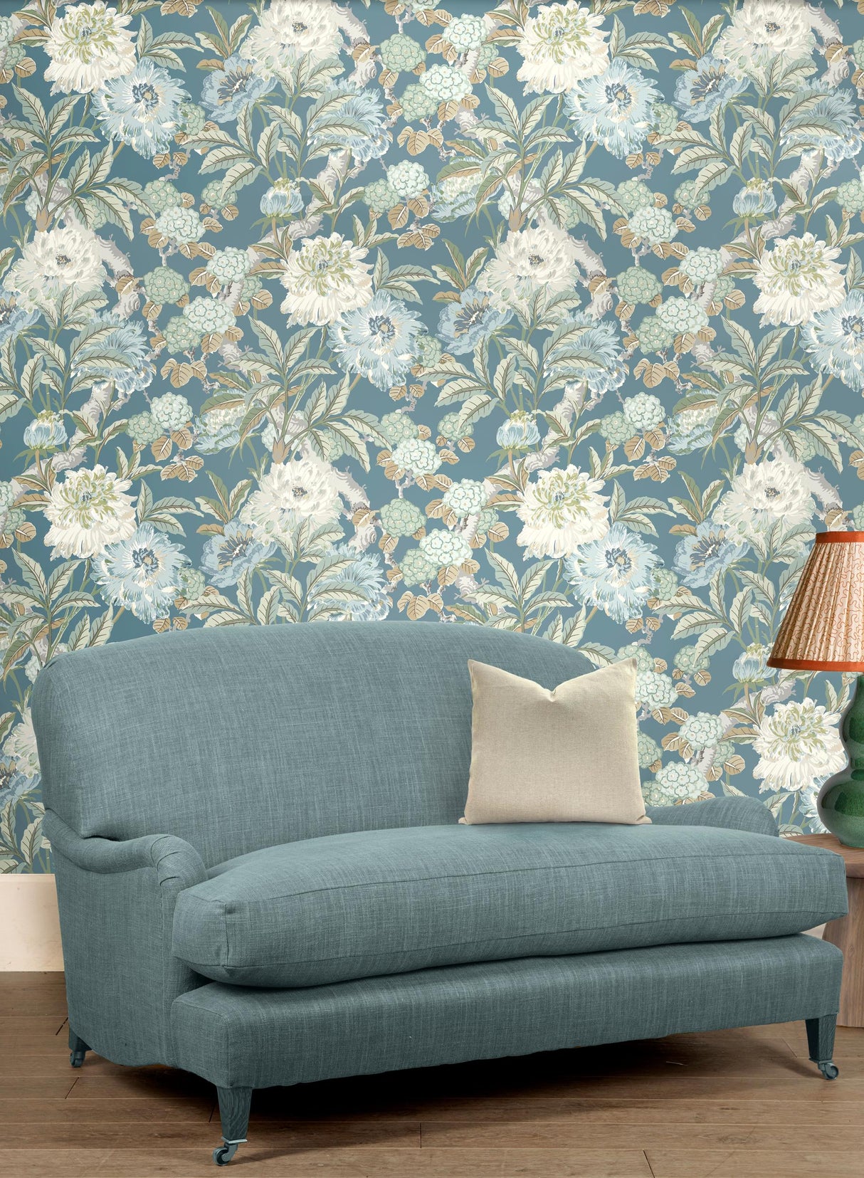 G P & J Baker SUMMER PEONY DENIM Wallpaper
