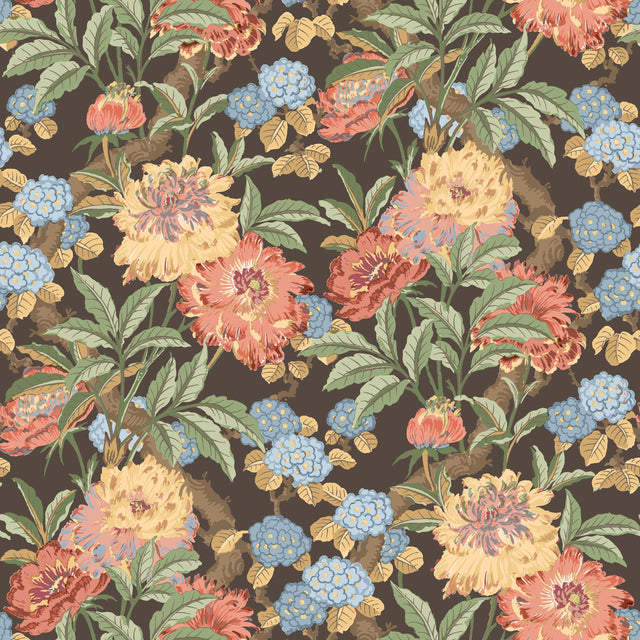 G P & J Baker SUMMER PEONY CHARCOAL/JEWEL Wallpaper
