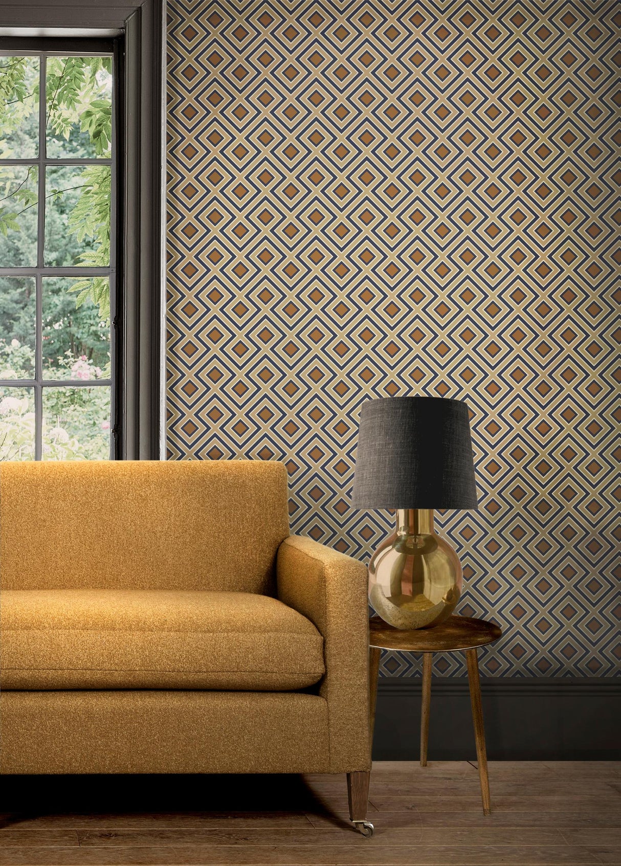 G P & J Baker LA FIORENTINA SMALL INDIGO Wallpaper