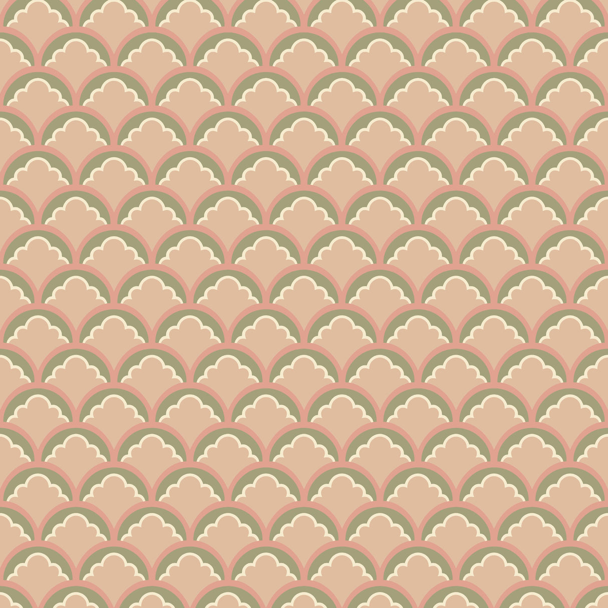 G P & J Baker MOUNT TEMPLE SMALL BLUSH/GREEN Wallpaper