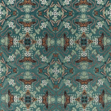 Clarke & Clarke EMERALD FOREST TEAL JACQUARD Drapery Fabric