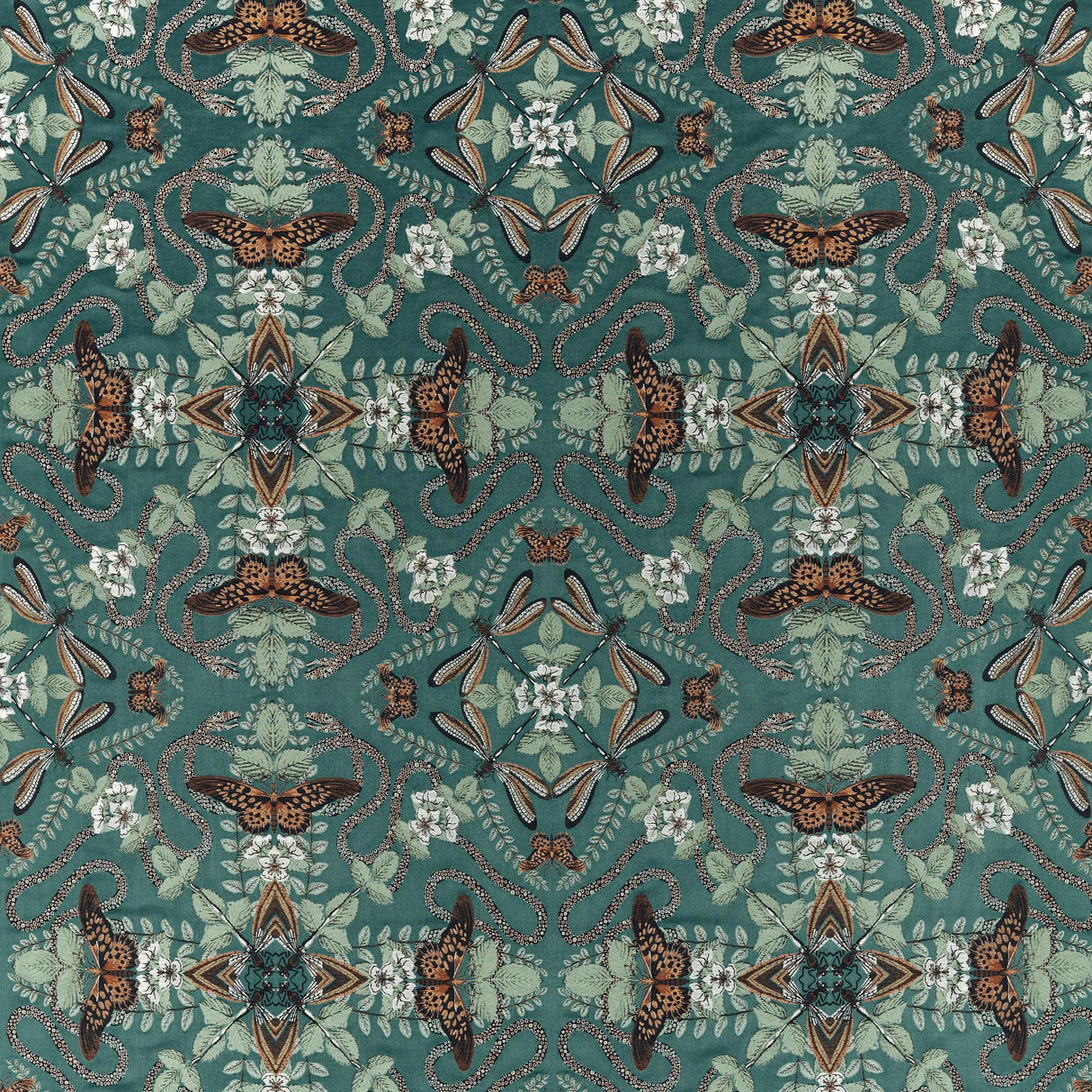 Clarke & Clarke EMERALD FOREST TEAL JACQUARD Drapery Fabric