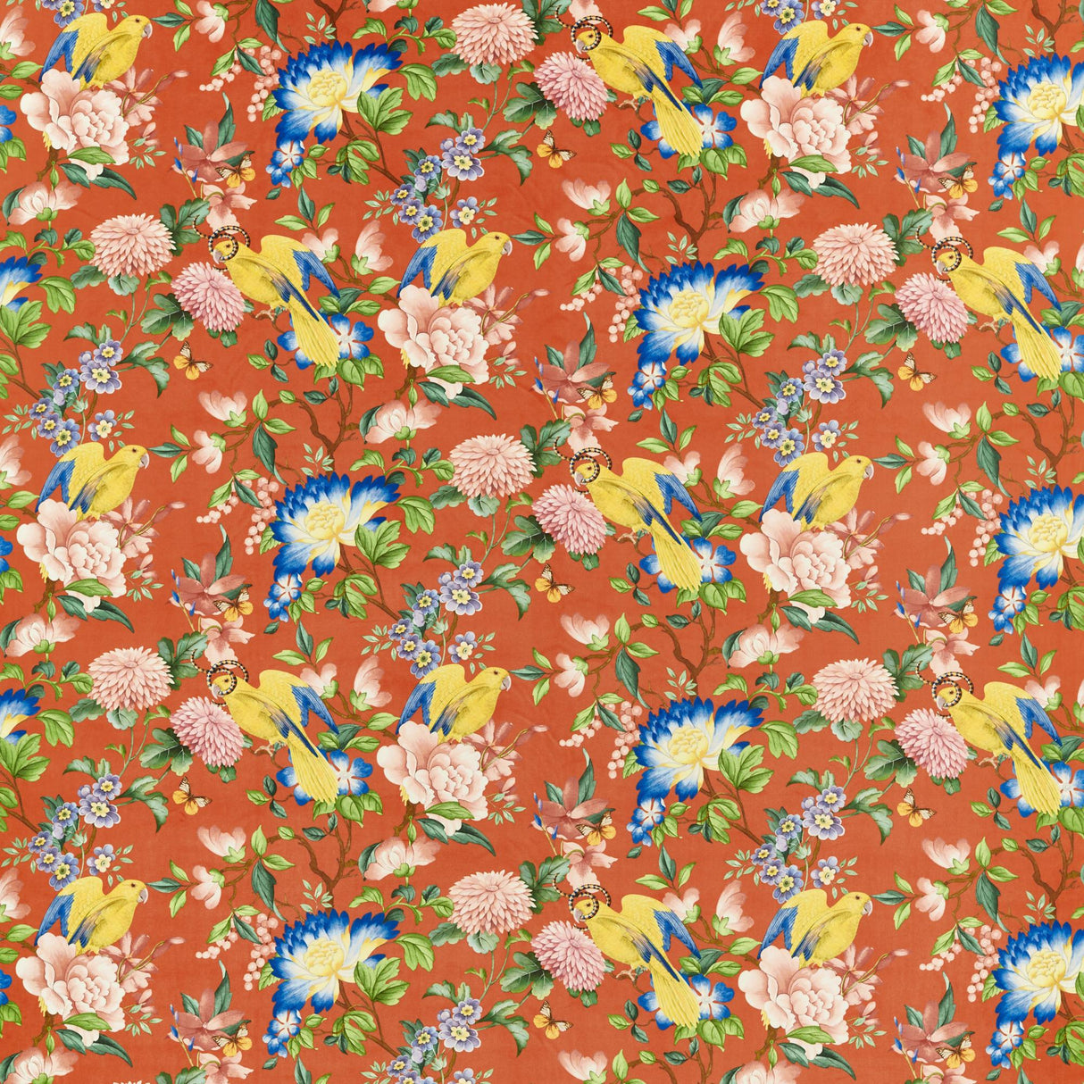 Clarke & Clarke GOLDEN PARROT CORAL VELVET Fabric