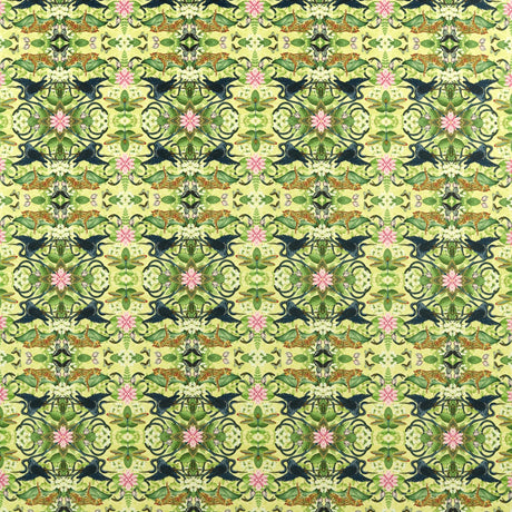 Clarke & Clarke WONDERLUST TEA STORY CITRON VELVET Fabric