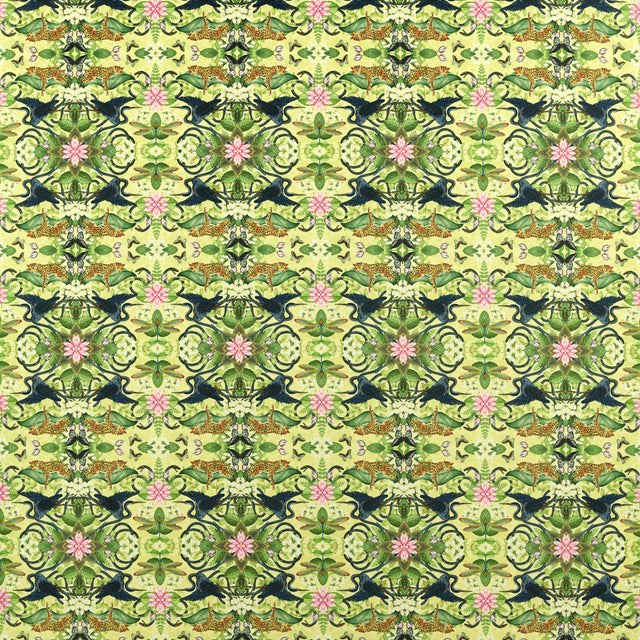 Clarke & Clarke WONDERLUST TEA STORY CITRON VELVET Fabric