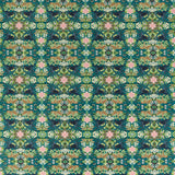Clarke & Clarke WONDERLUST TEA STORY TEAL VELVET Fabric