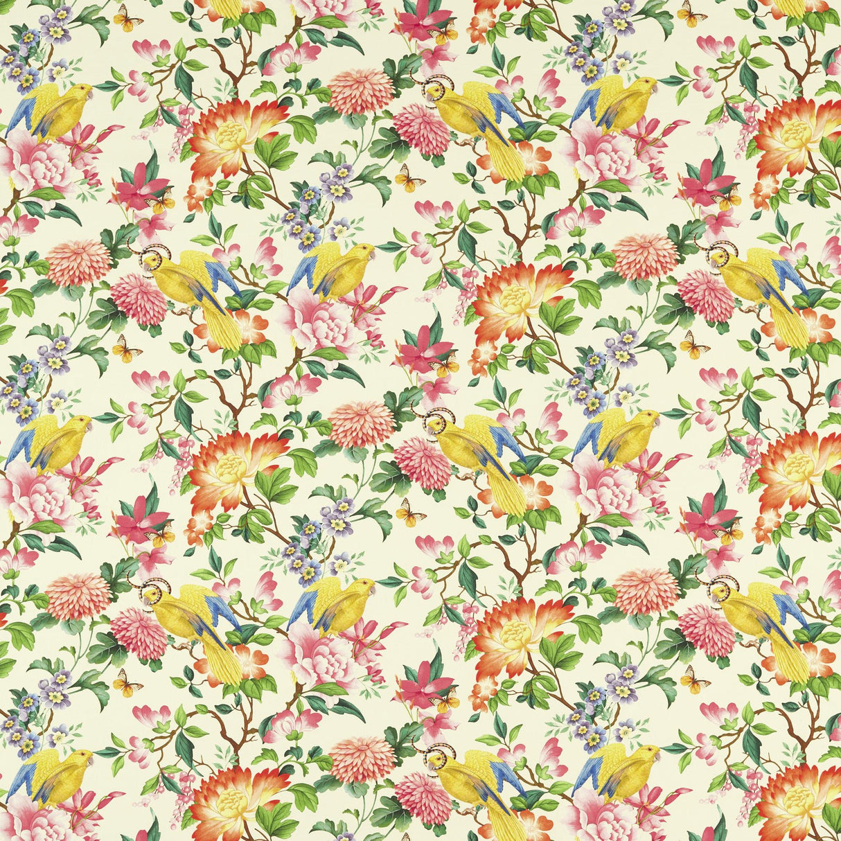 Clarke & Clarke GOLDEN PARROT IVORY Fabric