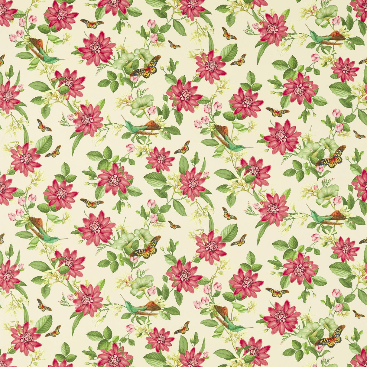 Clarke & Clarke PINK LOTUS IVORY Fabric