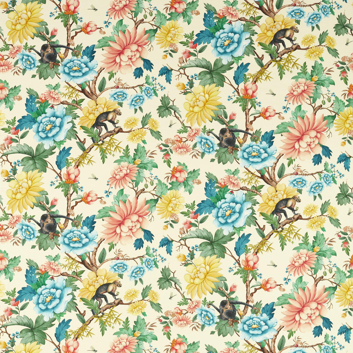 Clarke & Clarke SAPPHIRE GARDEN IVORY Fabric