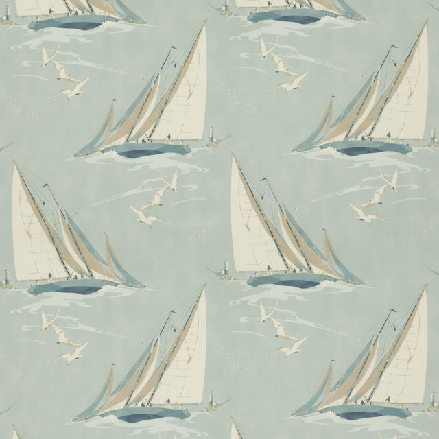 Mulberry ROUND THE ISLAND BLUE Fabric