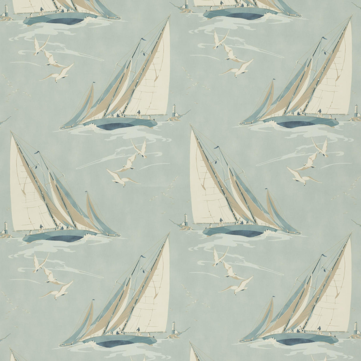 Mulberry ROUND THE ISLAND BLUE Fabric