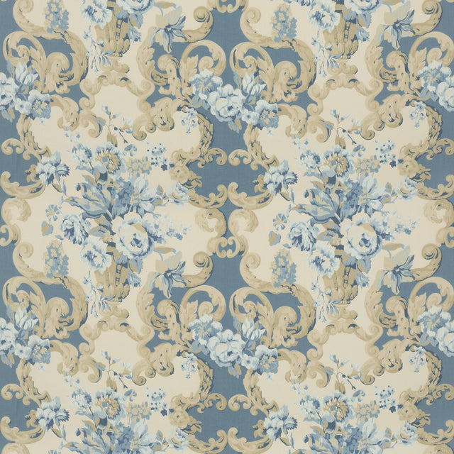Mulberry FLORAL ROCOCO BLUE Fabric
