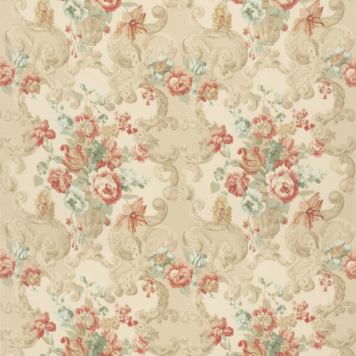 Mulberry FLORAL ROCOCO LOVAT/RED Fabric