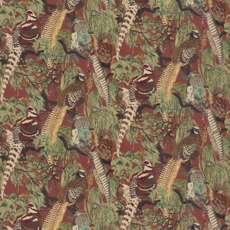 Mulberry GAME BIRDS LINEN RED/PLUM Fabric