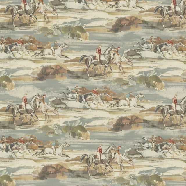 Mulberry MORNING GALLOP LINEN BLUE/SAND Fabric