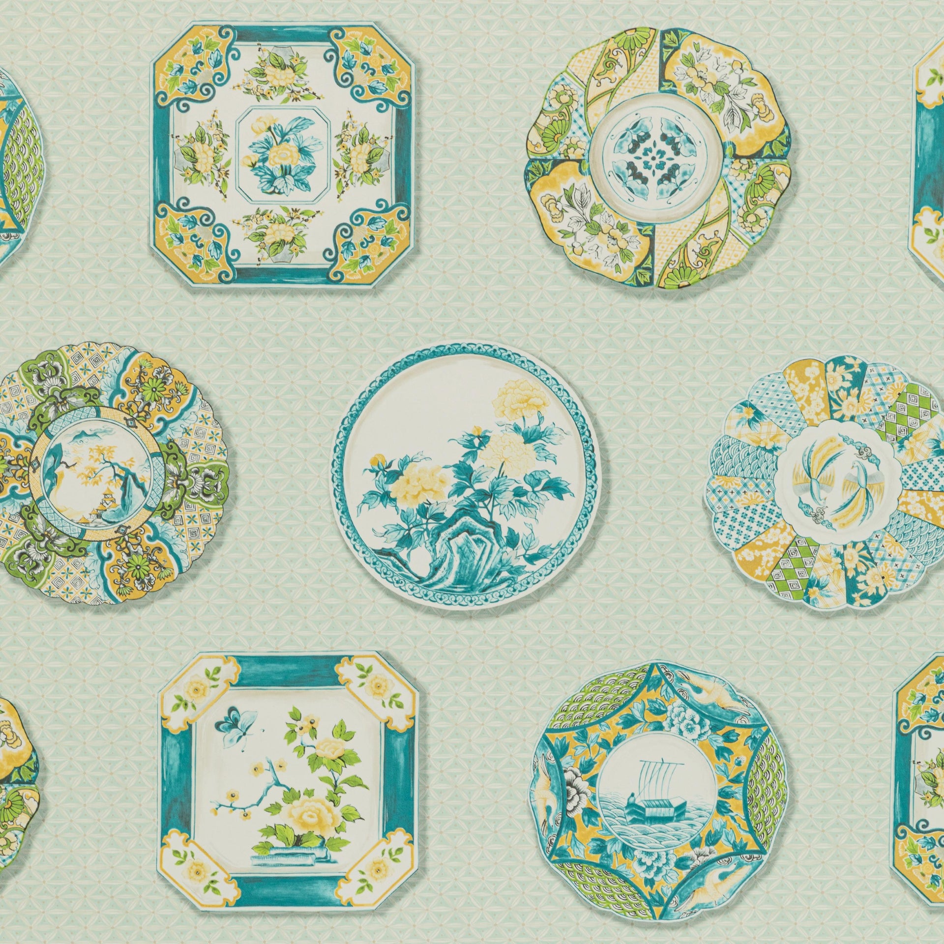 Brunschwig & Fils Bonchamp Aqua Wallpaper