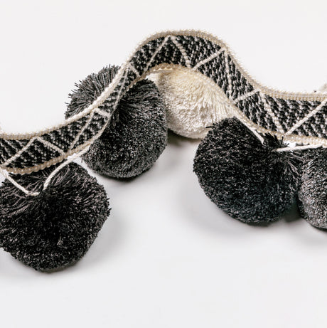 Kravet PHUKET POMS IVORY/NOIR Trim