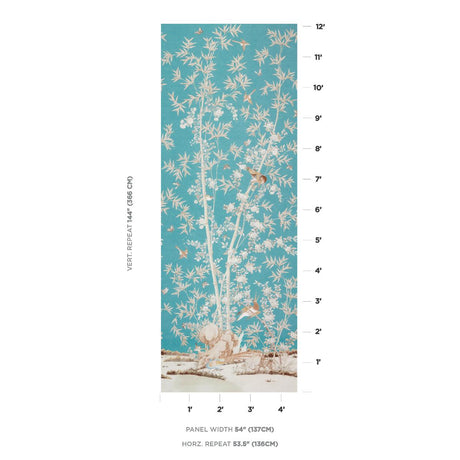 Schumacher Brighton Pavilion Panel Peacock Fabric