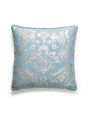 Scalamandre Mansfield Damask Print 22 X 22 - Bluestone & Silver Decorative Pillow