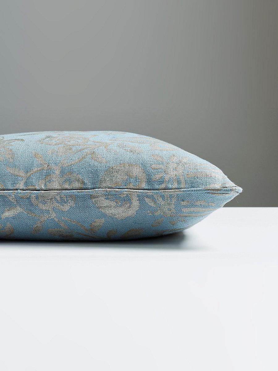 Scalamandre Mansfield Damask Print 22 X 22 - Bluestone & Silver Decorative Pillow