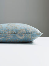 Scalamandre Mansfield Damask Print 22 X 22 - Bluestone & Silver Decorative Pillow