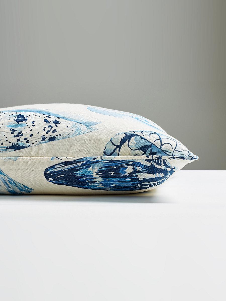 Scalamandre Coquina Linen Print 22 X 22 - Porcelain Decorative Pillow