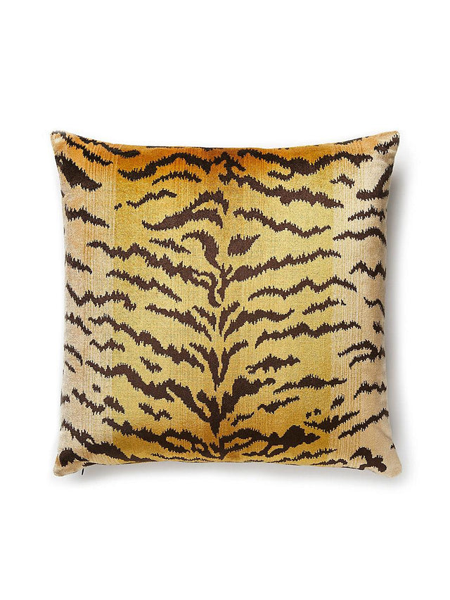 Scalamandre Tigre 22 X 22 - Ivory, Gold & Black Decorative Pillow