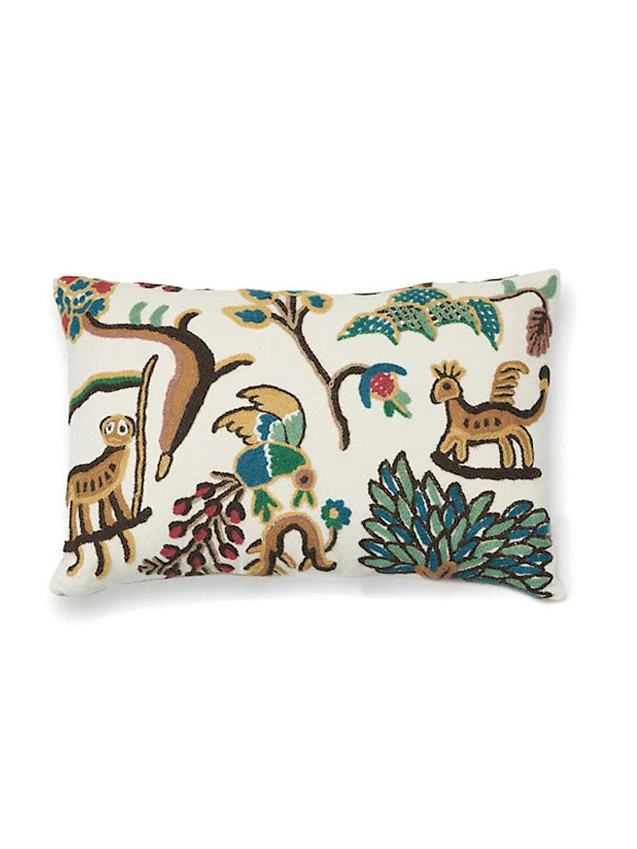 Scalamandre Fables - Crewel 14 X 22 - Blue / Multi Decorative Pillow