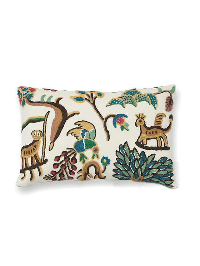Scalamandre Fables - Crewel 14 X 22 - Blue / Multi Decorative Pillow