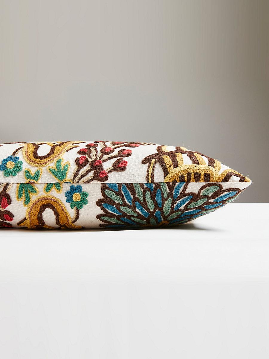 Scalamandre Fables - Crewel 14 X 22 - Blue / Multi Decorative Pillow