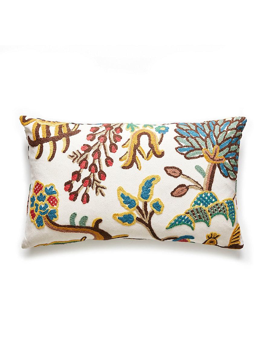Scalamandre Fables - Crewel 14 X 22 - Blue / Multi Decorative Pillow