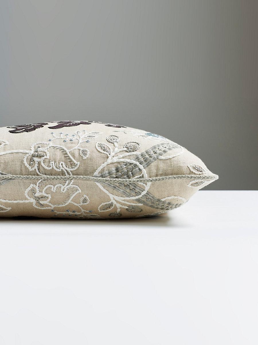 Scalamandre Isabella Embroidery 22 X 22 - Graphite Decorative Pillow