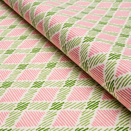 Schumacher Dexter Indoor/Outdoor Pink & Green Fabric